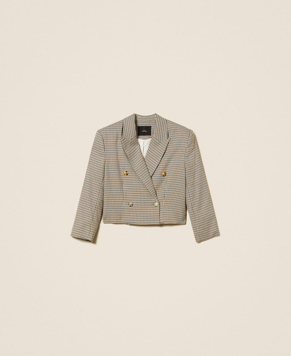 Houndstooth blazer Natural Houndstooth Woman 252AP2240_12667_S0