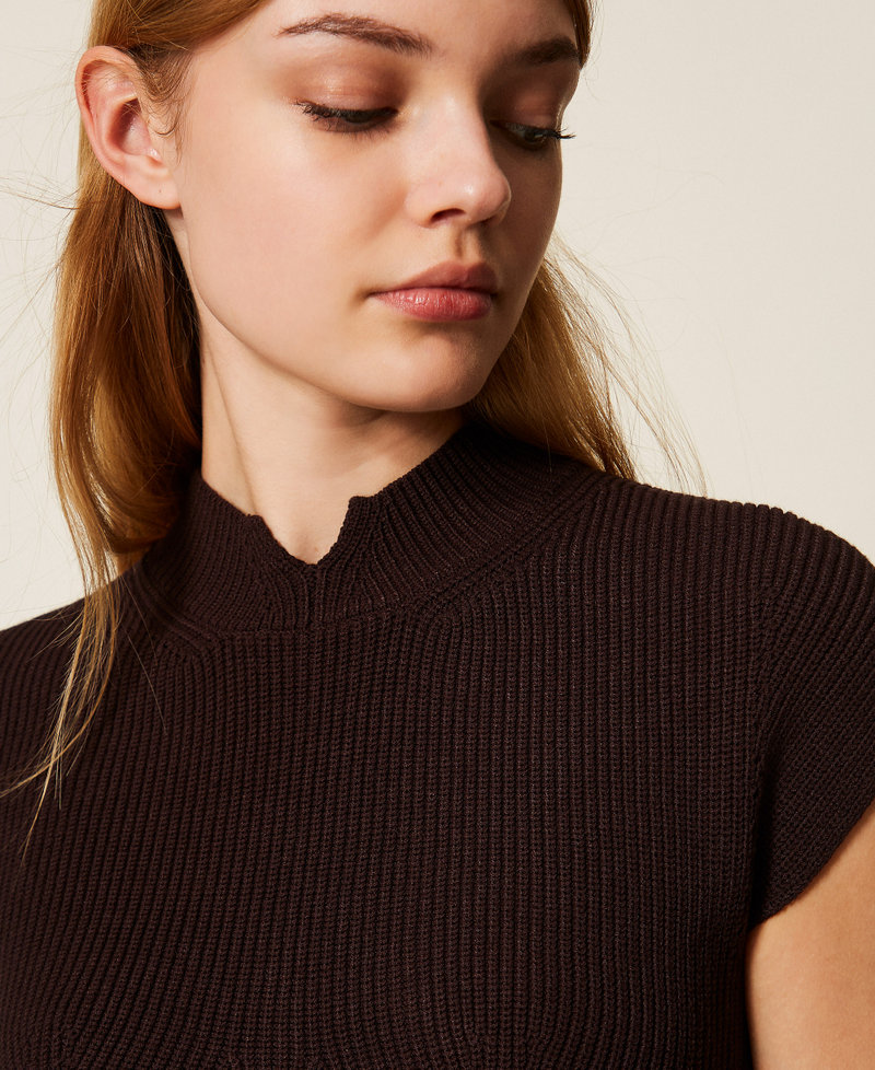 Fitted turtle neck jumper Black Chocolate Woman 252TT3550_11054_04