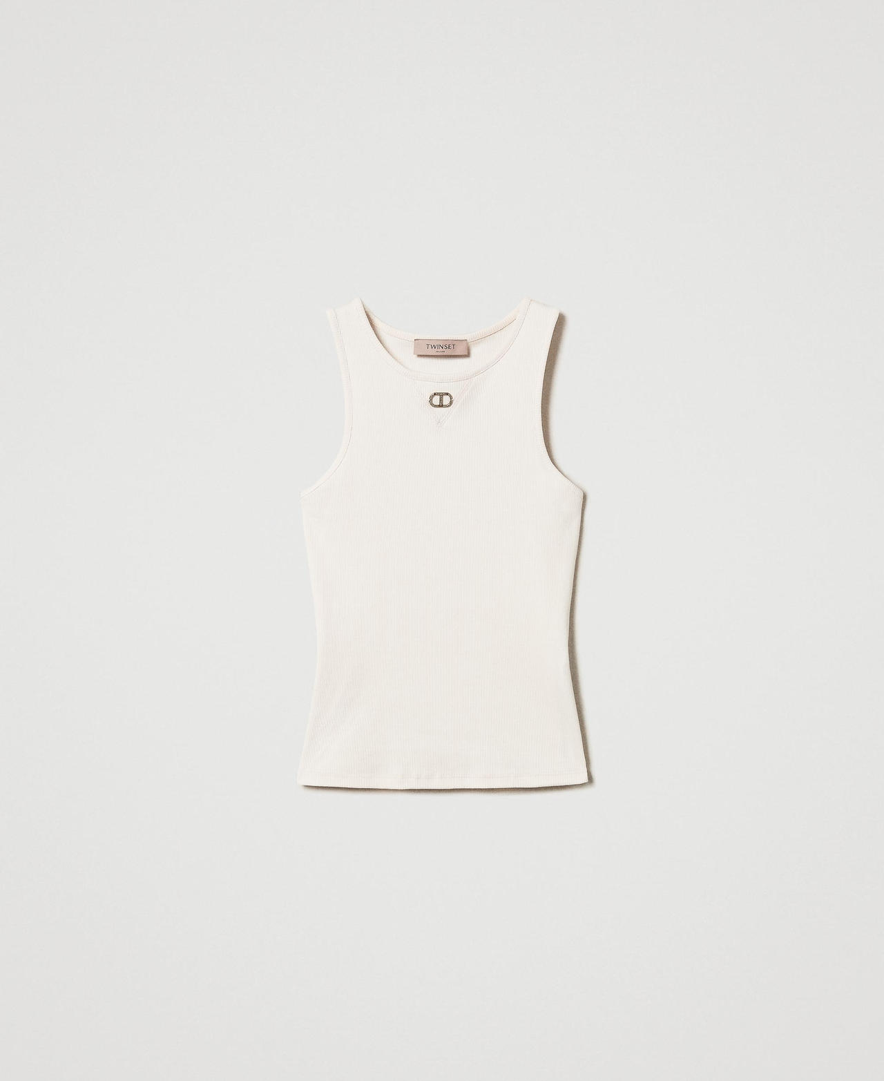 Fitted ribbed top with Oval T Cupcake Pink Woman 251TP2550_00178_0S