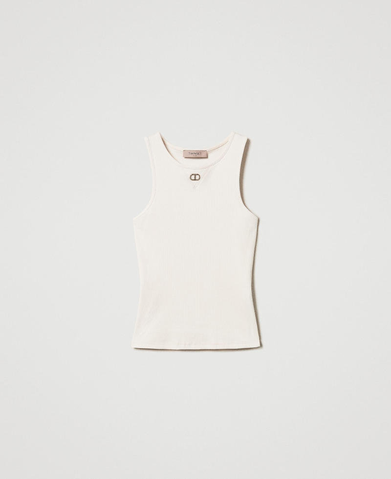 Fitted ribbed top with Oval T Cupcake Pink Woman 251TP2550_00178_0S