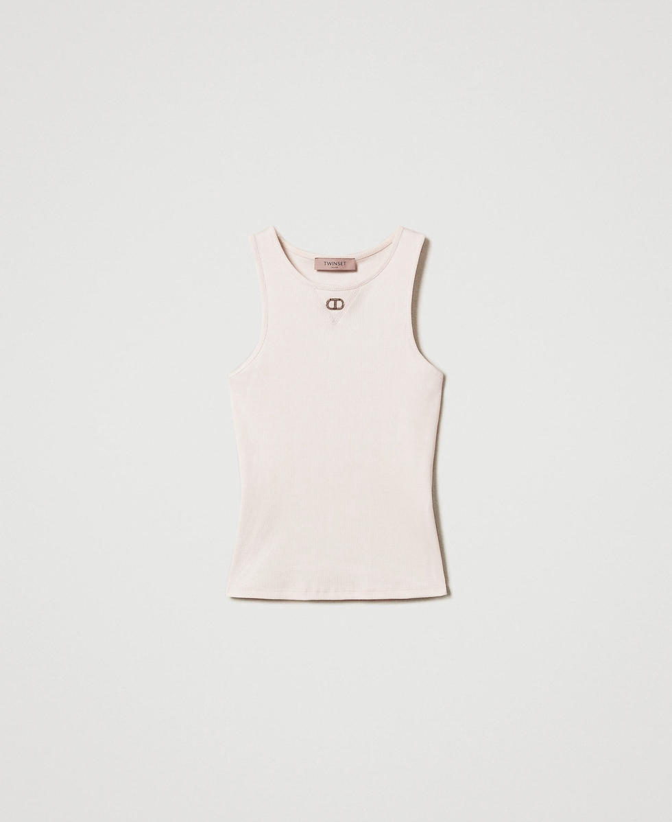 Fitted ribbed top with Oval T