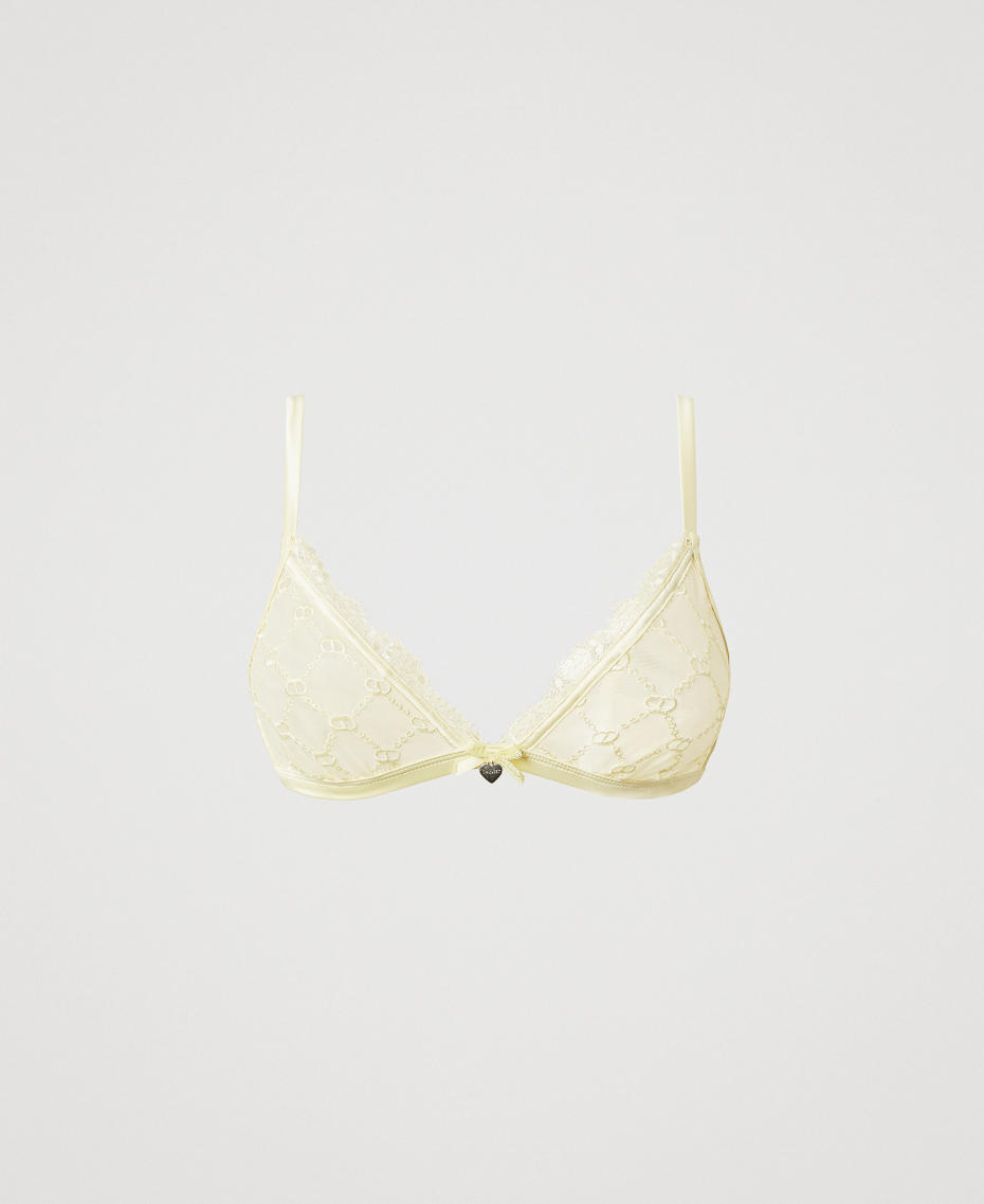 Tulle triangle bra with Oval T Yellow Butter Woman 251LL6C22_12107_S0