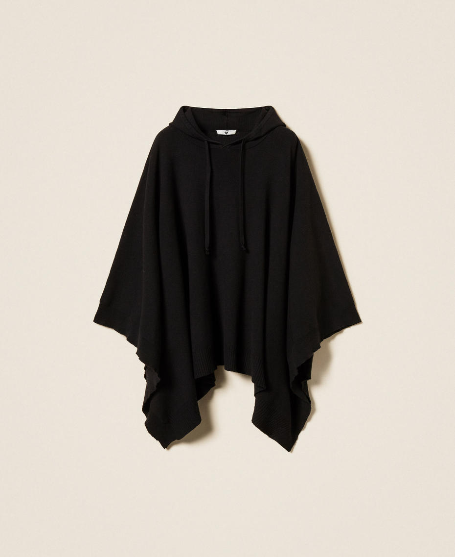 Knit cape with logo Black Woman 262LI3NEE_00006_S0