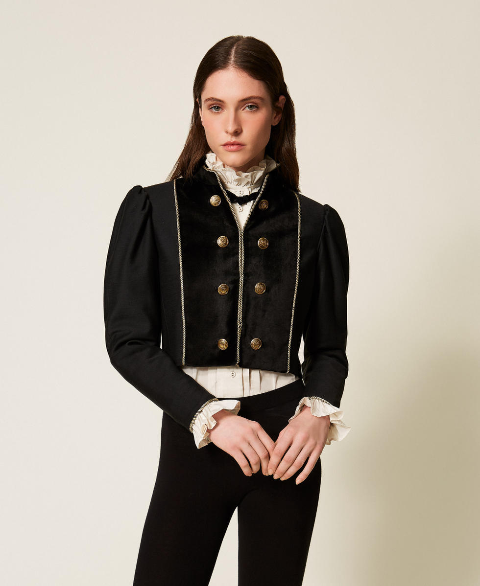 Chaqueta de lana mixta y terciopelo