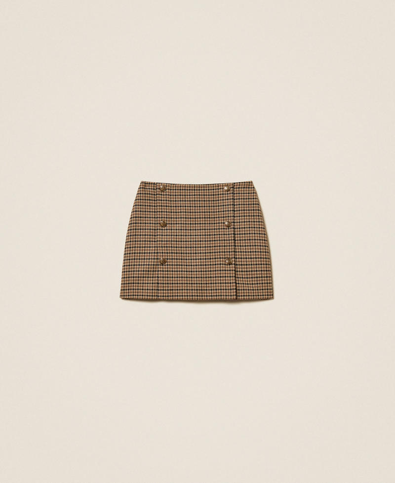 Wool blend chequered mini skirt Camel/Black Small Check Woman 252TT2422_12884_S0