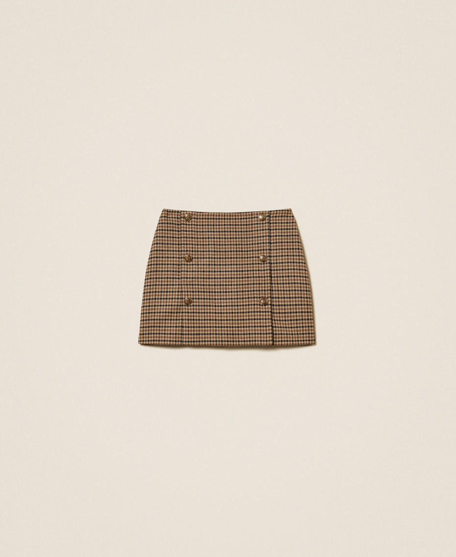 Wool blend chequered mini skirt Camel/Black Small Check Woman 252TT2422_12884_S0