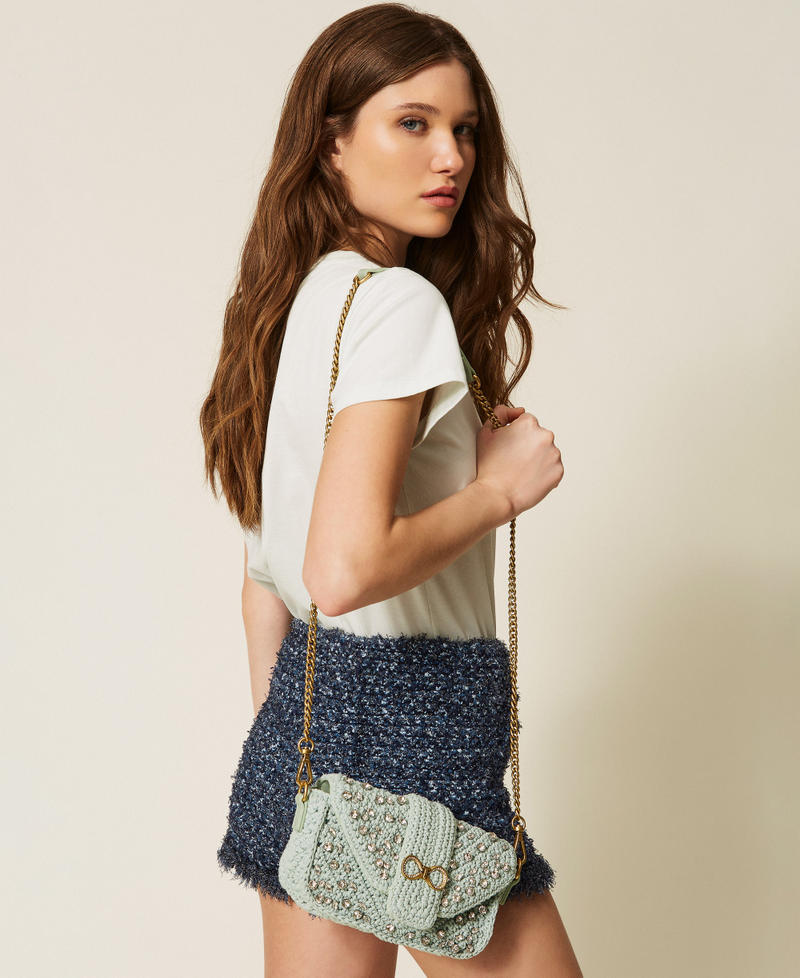 Borsa a tracolla crochet con strass Azzurro "Aqua" Donna 261TB7490_13162_T0
