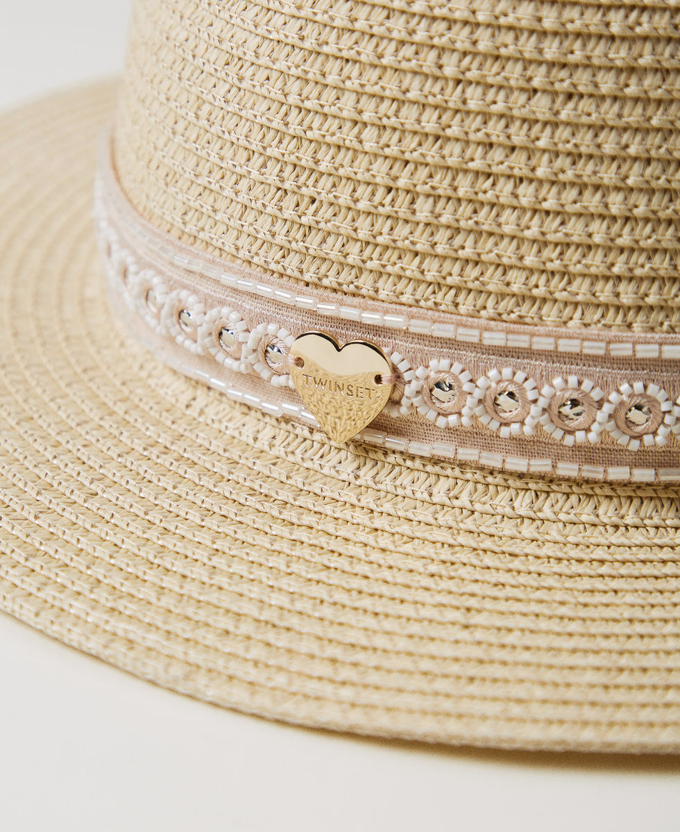 Chapeau effet raphia avec broderie Paille Femme 251LM5BLL_00193_02