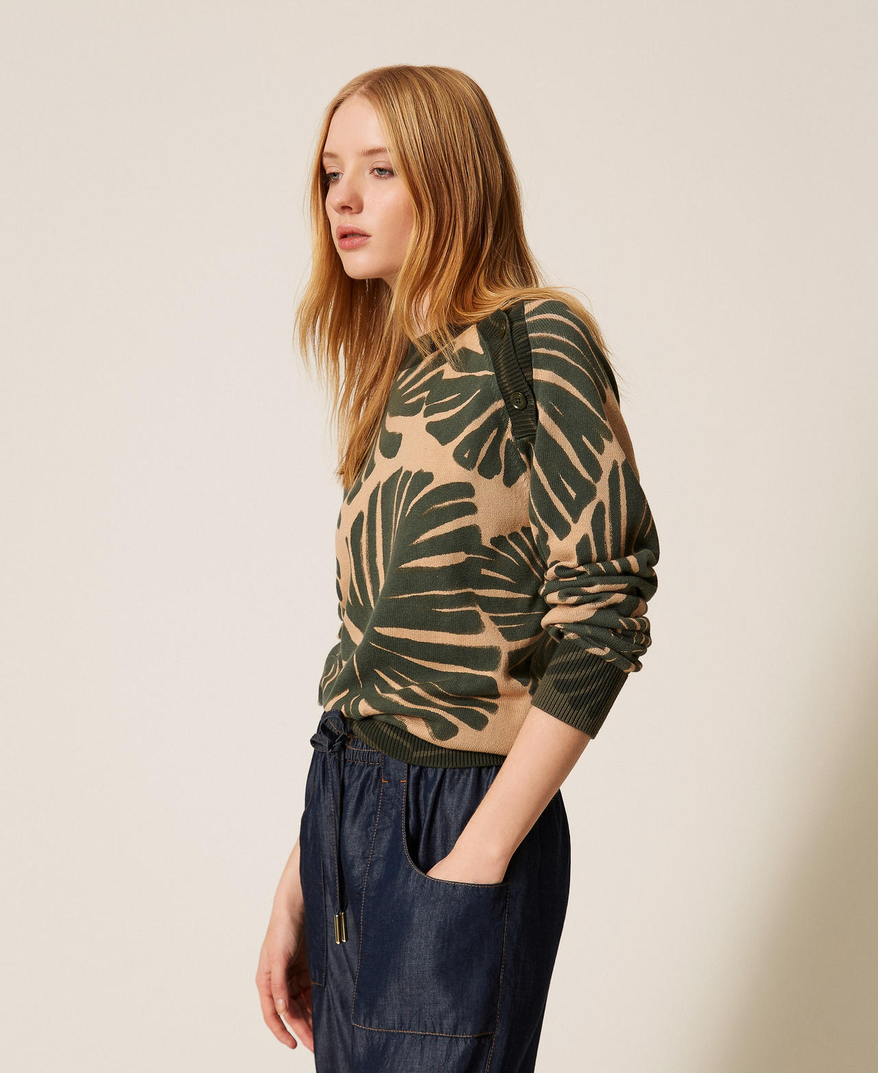 Pull avec imprim&eacute; jungle Imprim&eacute; Jungle Femme 261LL3FBB_13301_02