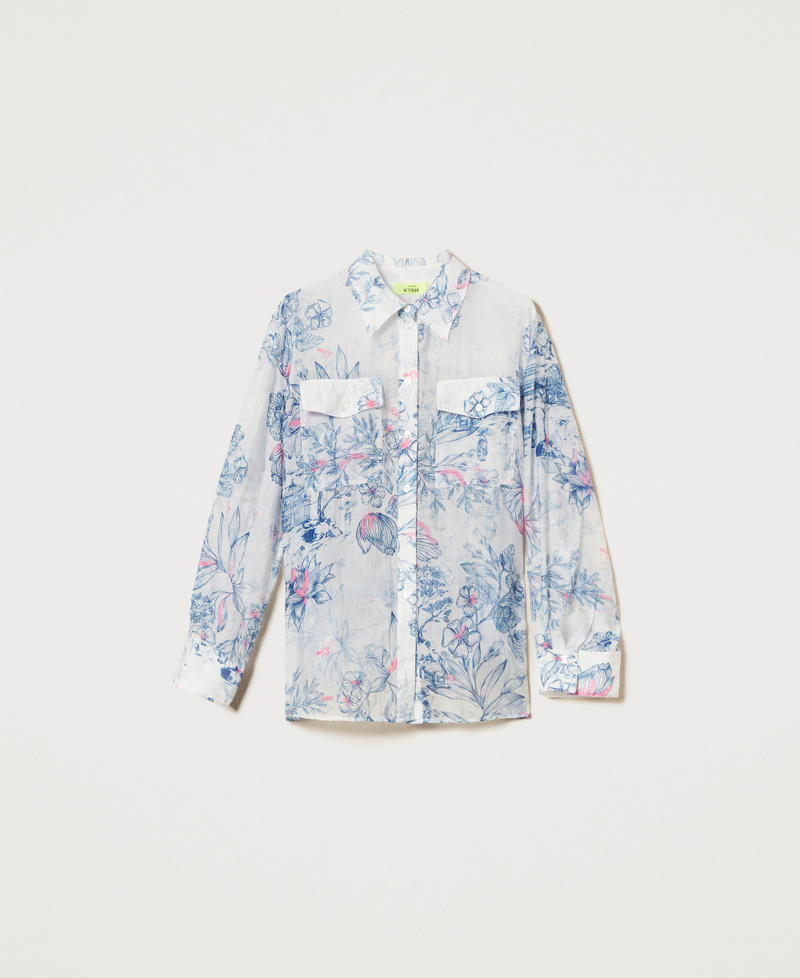 MYFO Hemd aus Organza mit Blumenmotiv Japanese Toile De Jouy Frau 251AQ2091_12431_S0