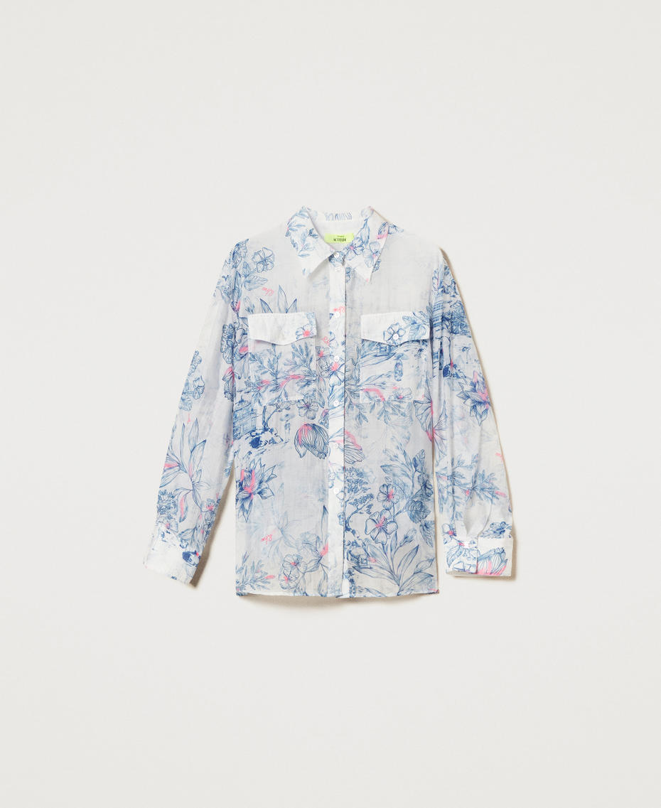 MYFO Hemd aus Organza mit Blumenmotiv Japanese Toile De Jouy Frau 251AQ2091_12431_S0