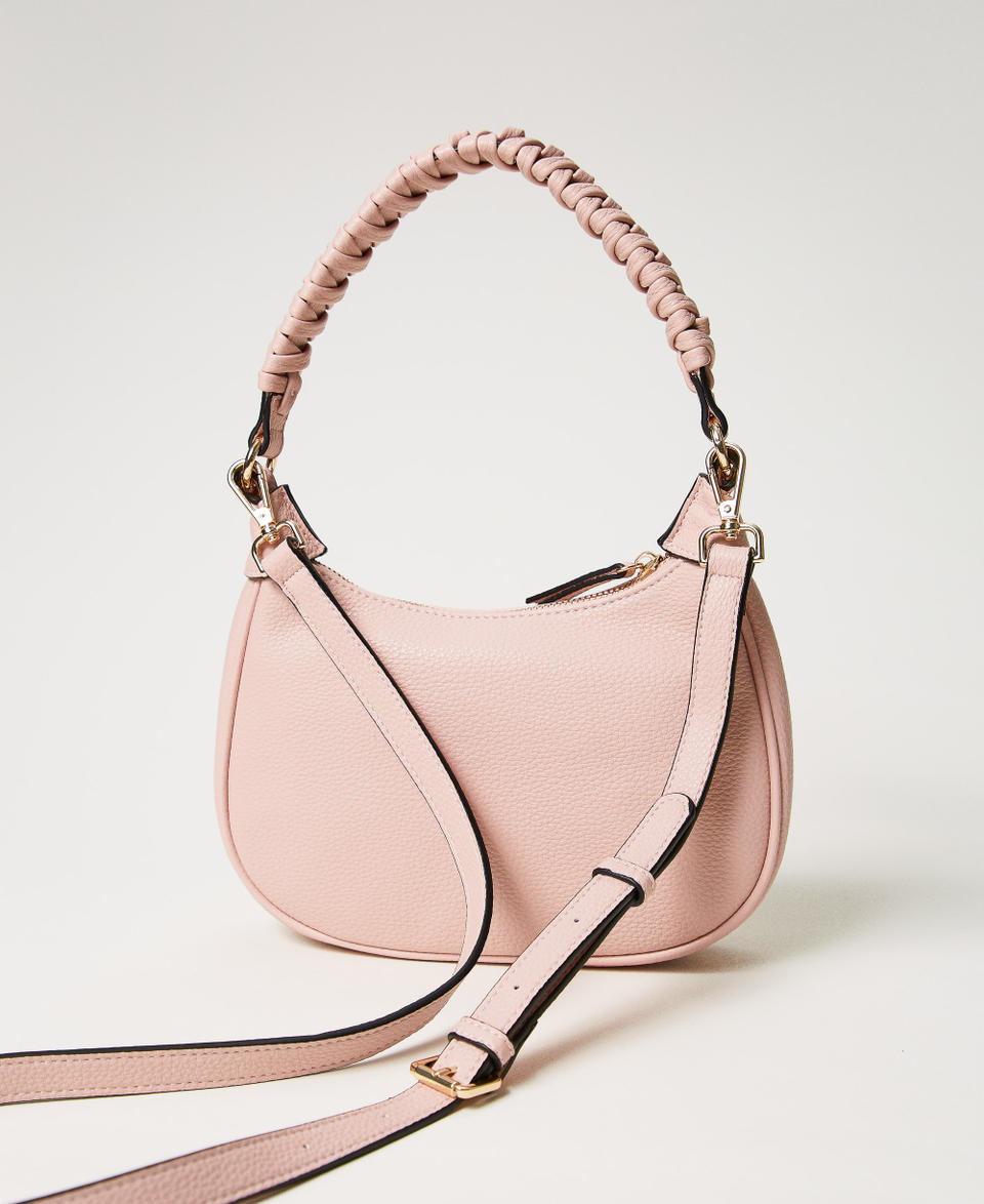 Hobo bag with braided handle Dusty Pink Woman 251TD8061_00401_03