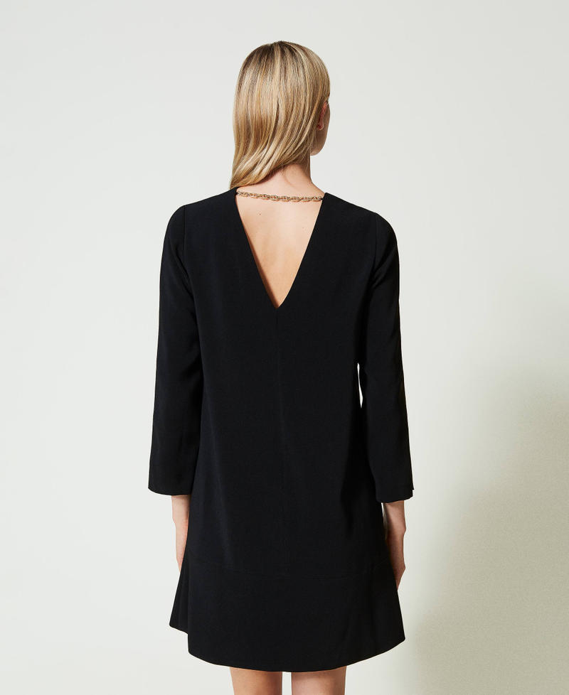 Short dress with flounce and Oval T chain Black Woman 242TP208D_00006_07