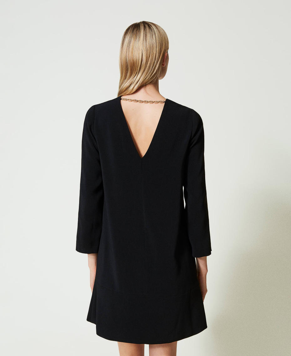 Short dress with flounce and Oval T chain Black Woman 242TP208D_00006_07