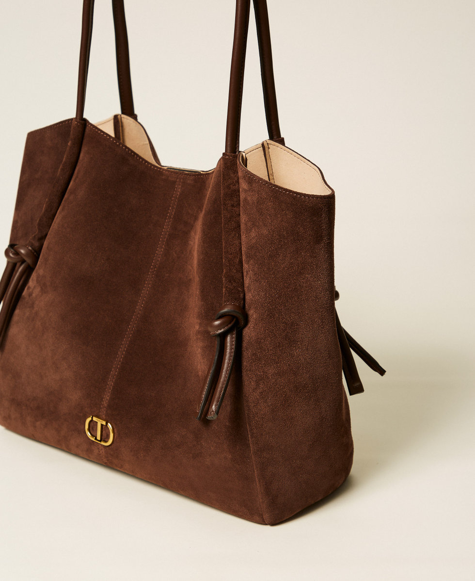 Suede shopper with knots Coffee Woman 252TD8350_00203_02