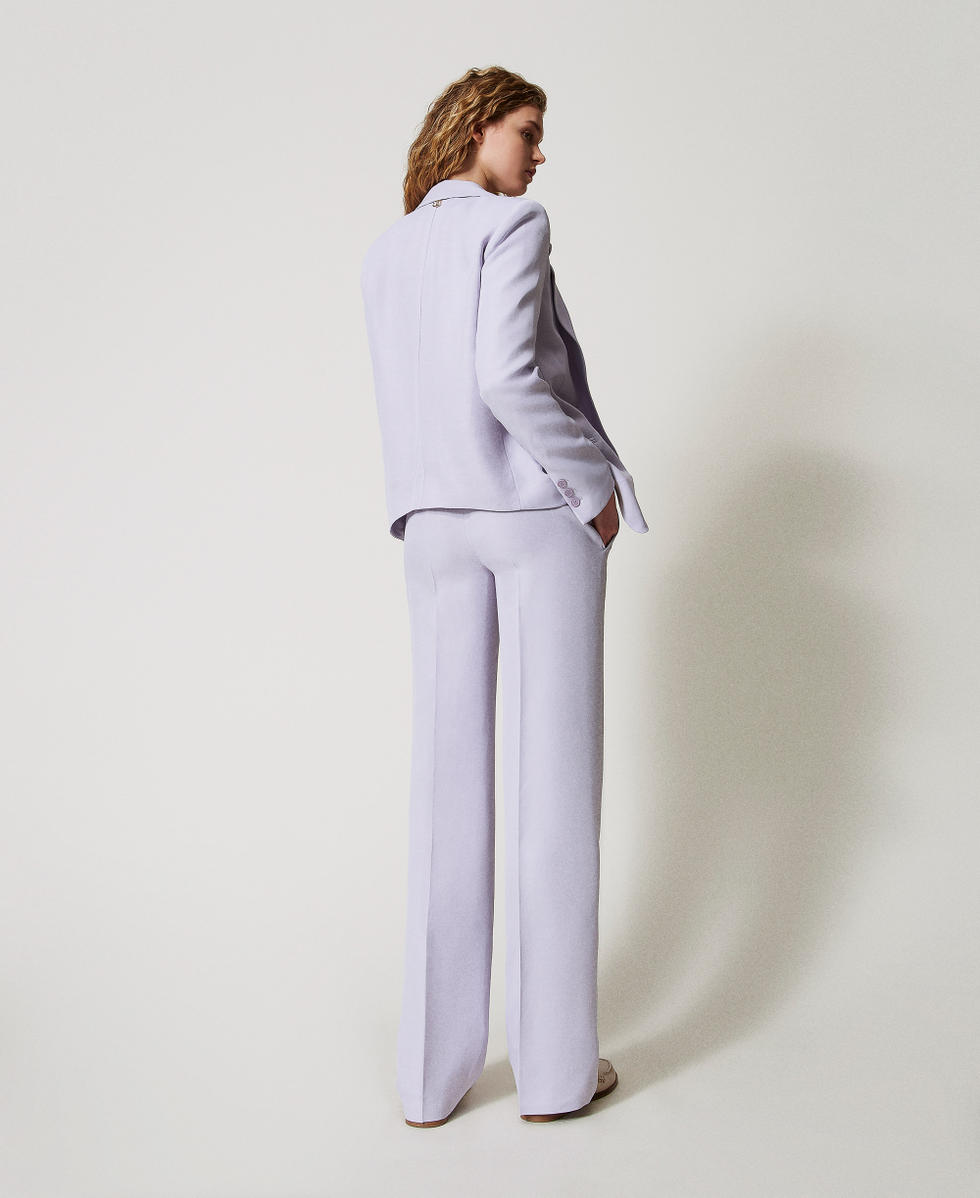 Straight trousers with pockets Lilac Flowers Woman 251TT2303_00703_03