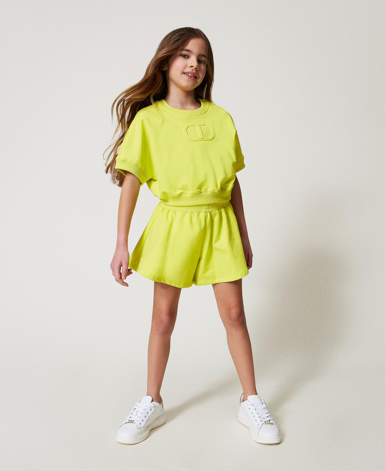 Oval T sweatshirt and shorts Yellow Plum Girl 251GJ2580_12124_02