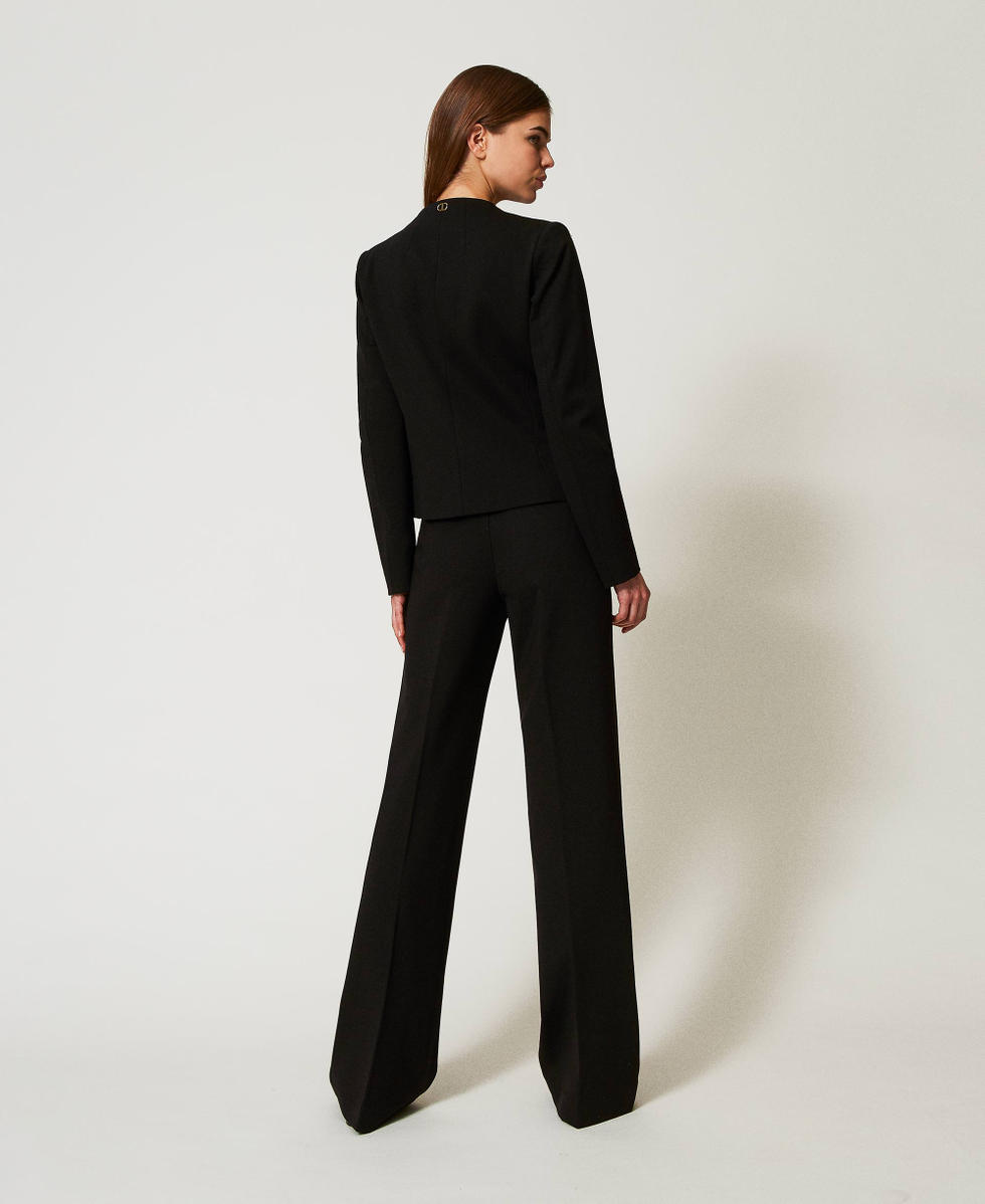 Wide-Leg-Hose mit Schmuckkn&ouml;pfen Schwarz Frau 251TP2132_00006_03