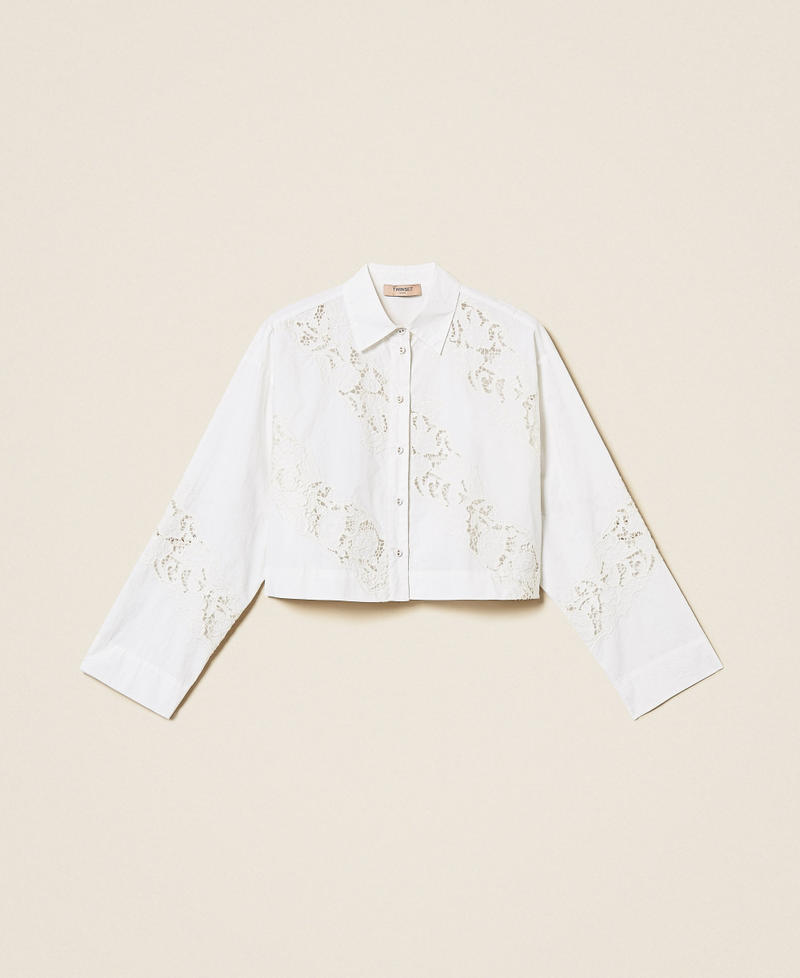 Рубашка из поплина и сангалло Белый женщина 261TT2031_00001_S0