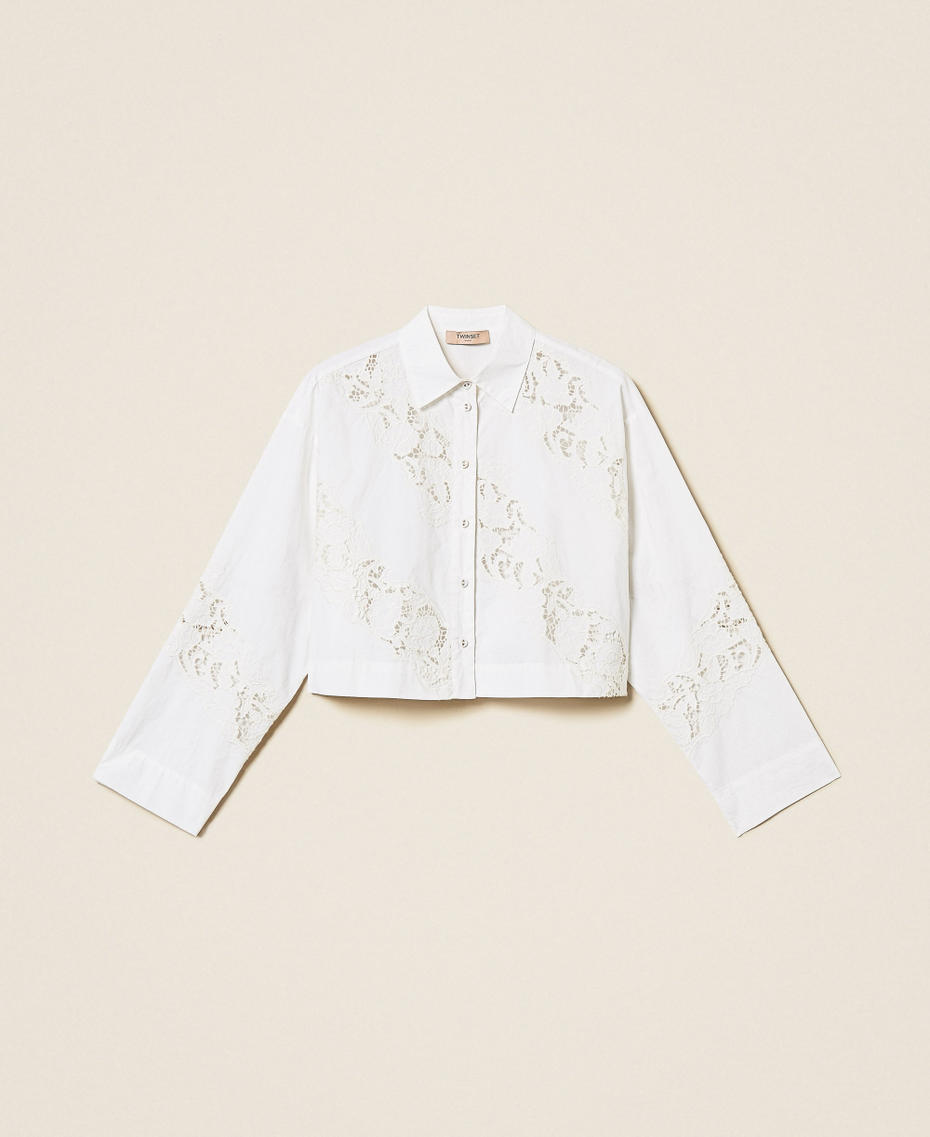 Рубашка из поплина и сангалло Белый женщина 261TT2031_00001_S0