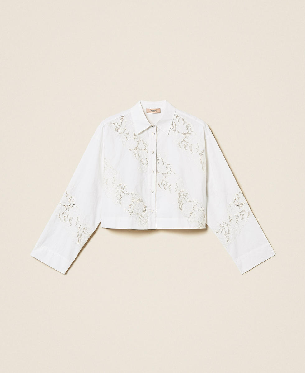 Camicia in popeline e sangallo