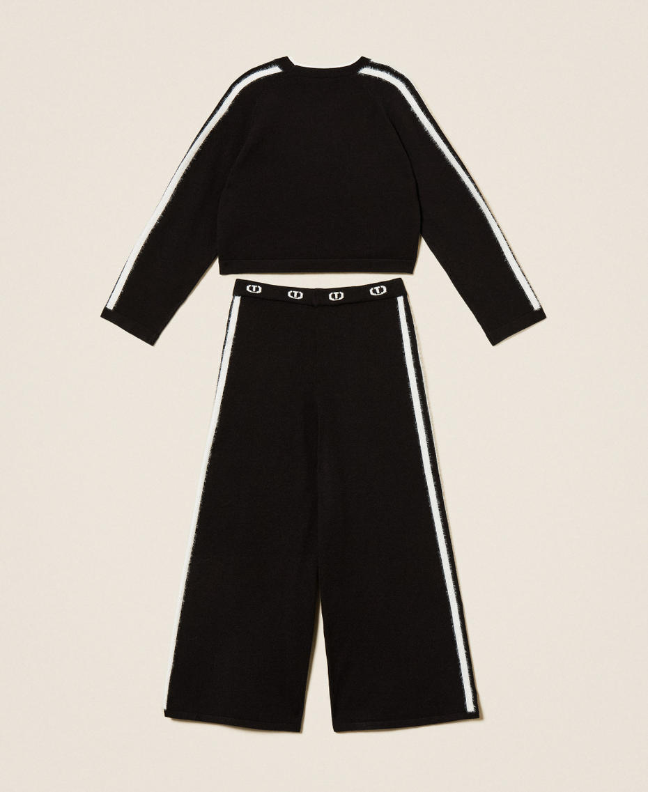 Pull avec logo et pantalon ample Bicolore Noir/Blanc Cassé Fille 252GJ301A_11656_S1