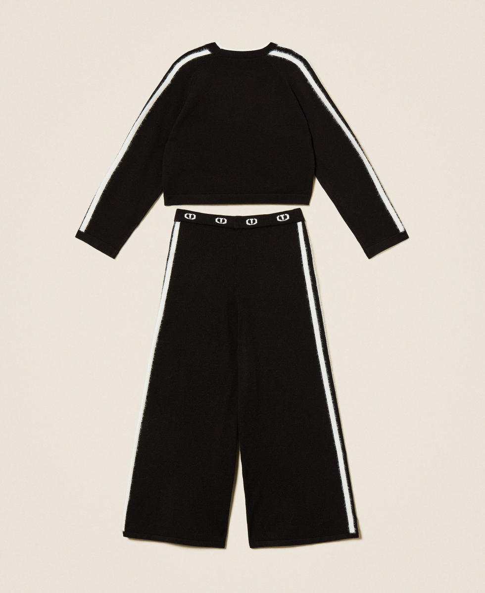 Pull avec logo et pantalon ample Bicolore Noir/Blanc Cass&eacute; Fille 252GJ301A_11656_S1