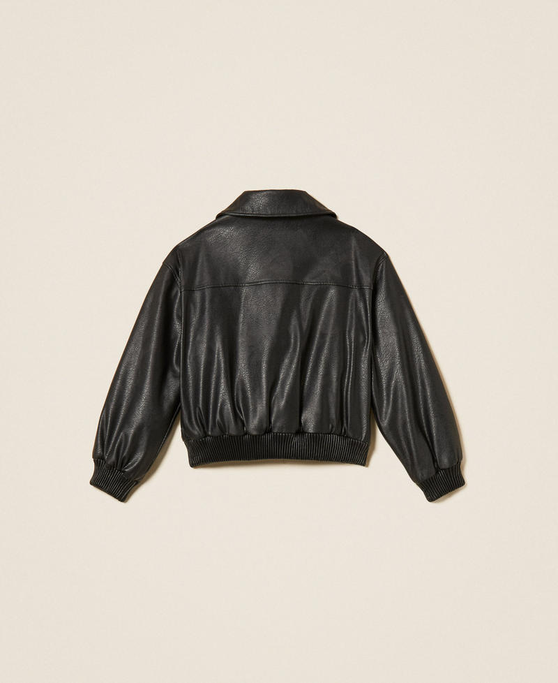 Leather-like bomber jacket with collar Black Girl 262GJ2010_00006_S1