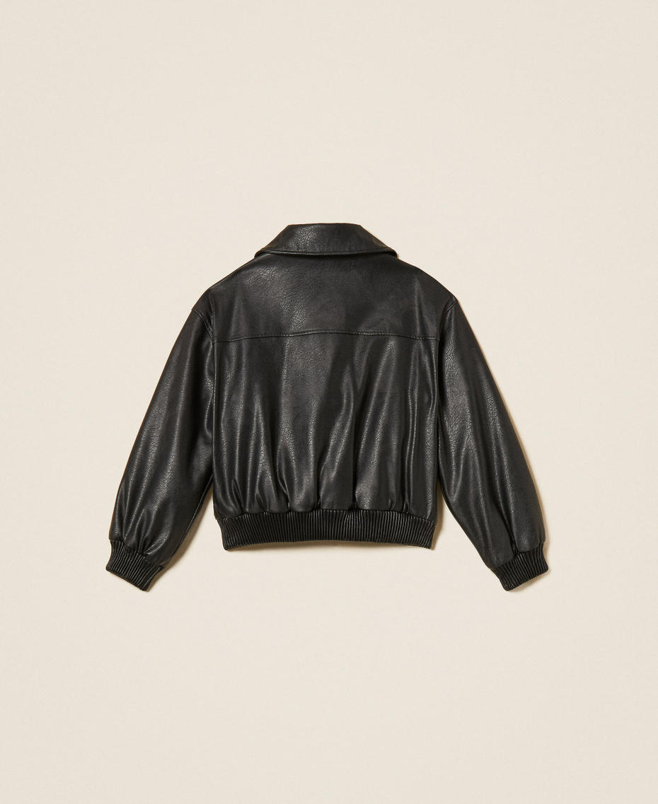 Leather-like bomber jacket with collar Black Girl 262GJ2010_00006_S1