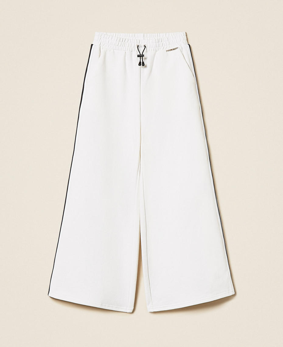 Weite Sweathose mit Streifen Mattwei&szlig; M&auml;dchen 261GJ2231_00526_S1