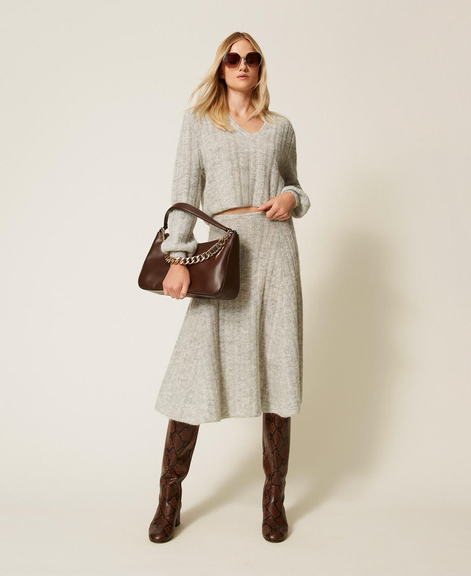 Lurex and mohair blend jumper Light Gray Mélange Woman 252TP3261_0082C_T0