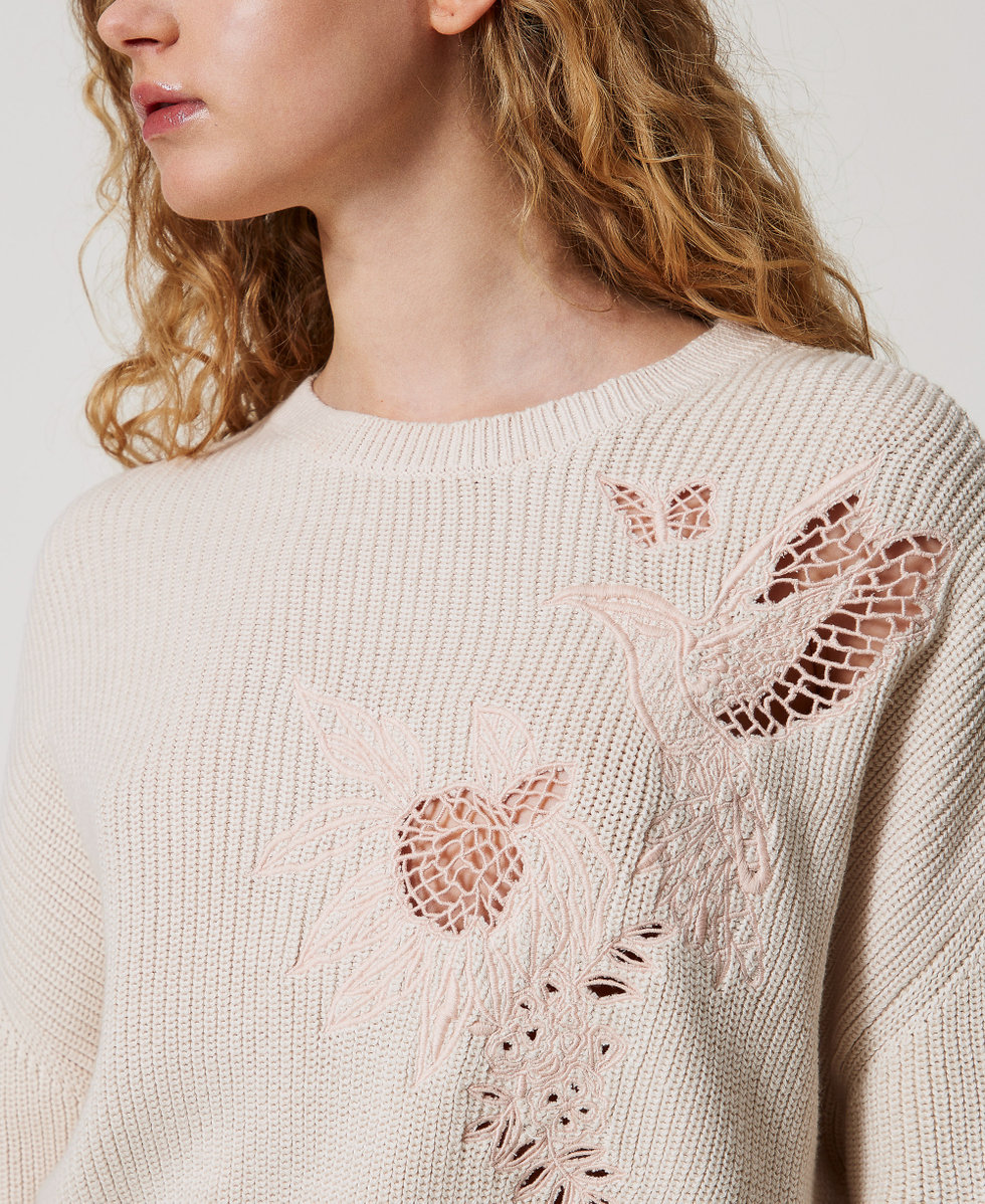 Pull avec broderie incrust&eacute;e Light Natural Femme 251TP3581_12227_04