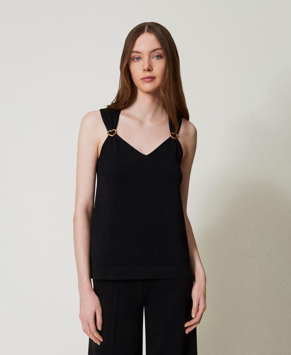 Knit top with heart sliders