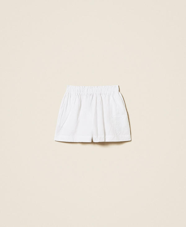 Short en lin avec logo brod&eacute;