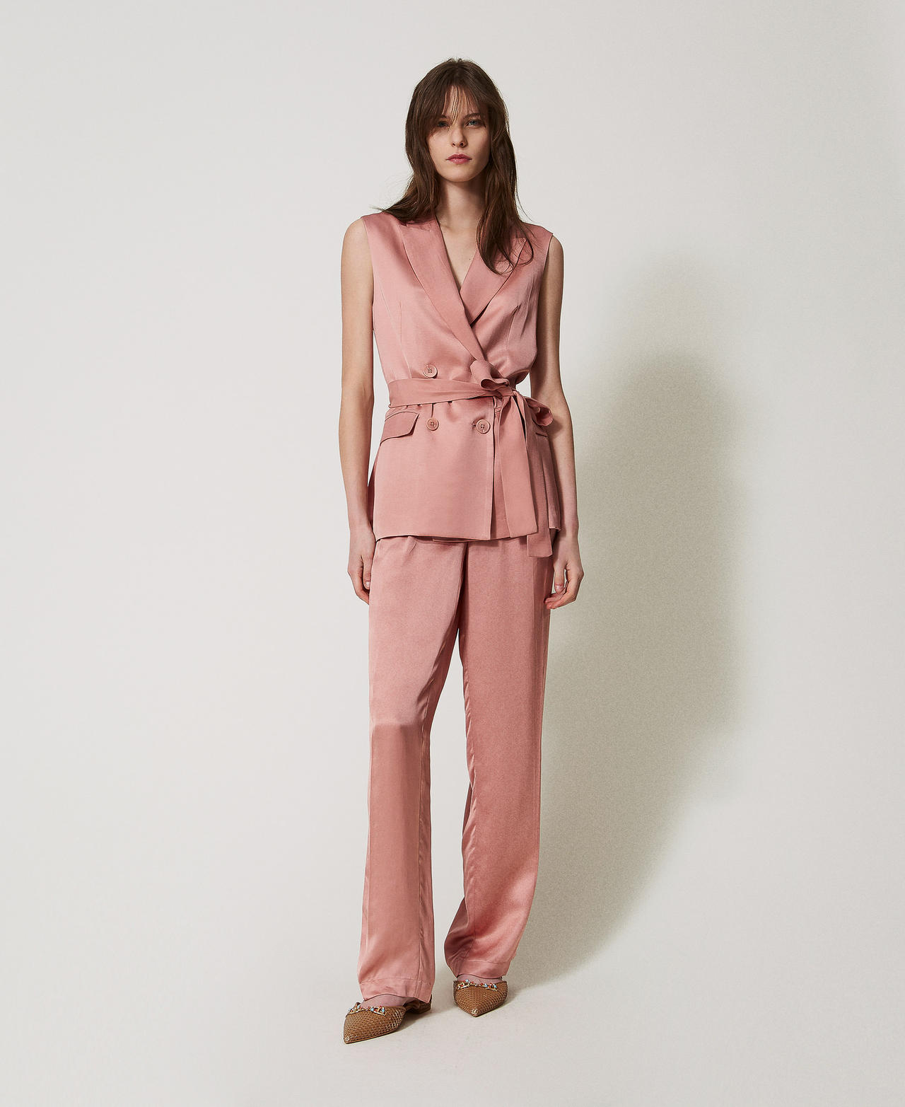 Envers satin trousers Dusty Coral Woman 251TT2273_12364_01