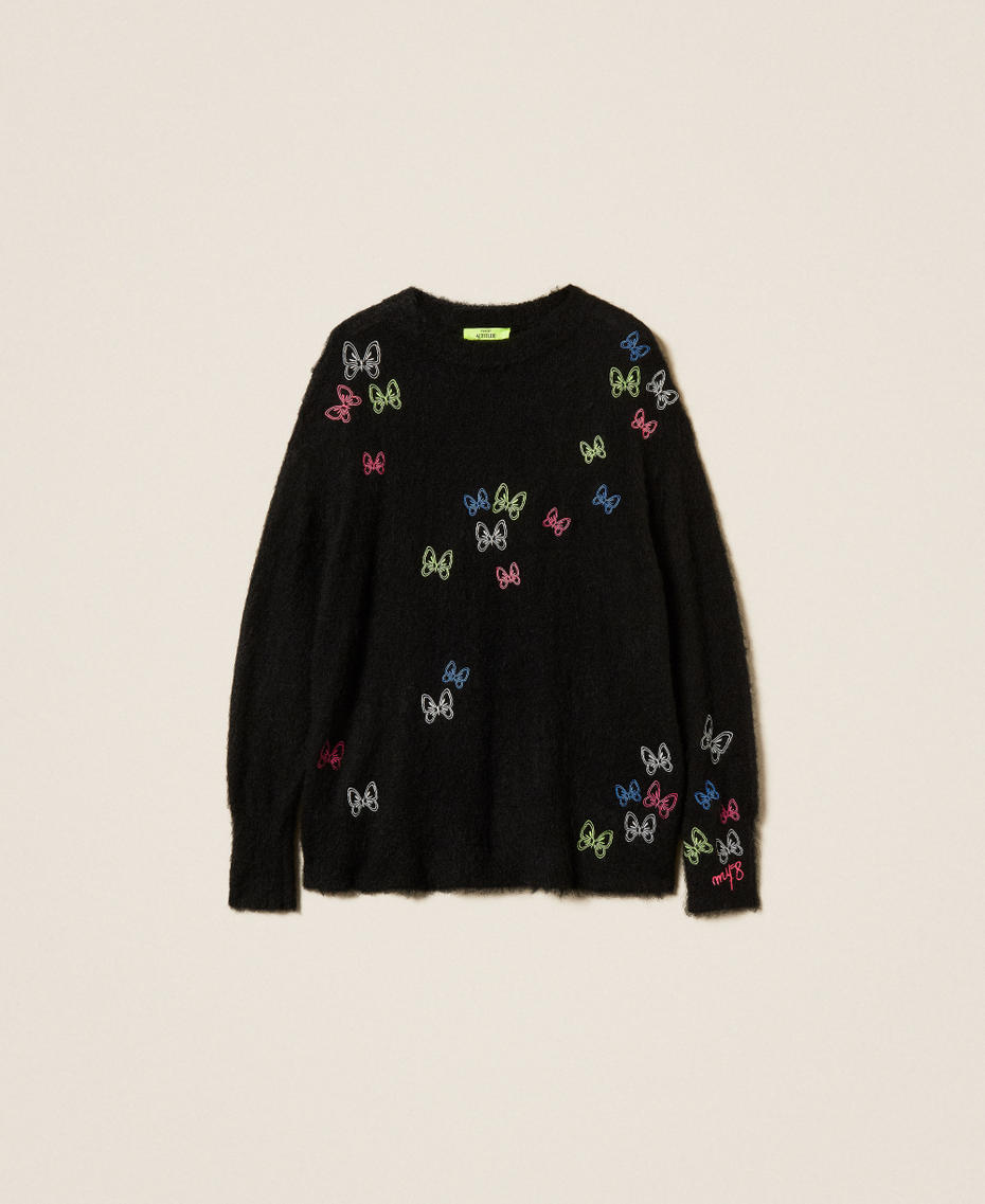 MYFO wool blend jumper with embroidery Black Woman 252AQ3040_00006_S0
