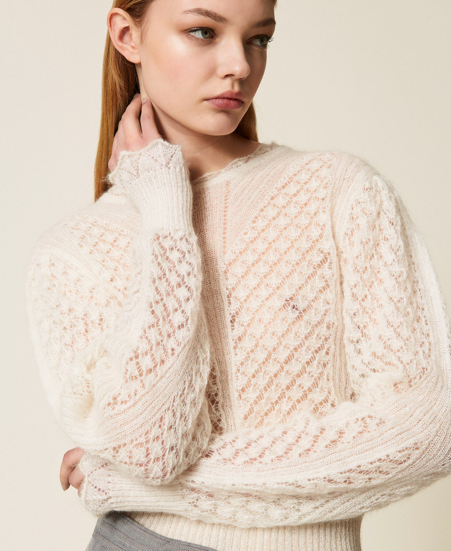 Pullover aus Mohairmischung Weiß Schnee Frau 252TP3520_00282_04