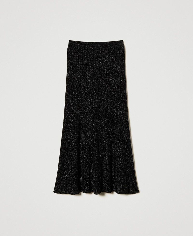 Lurex knit midi skirt Black Woman 251LB3AAA_00006_S0