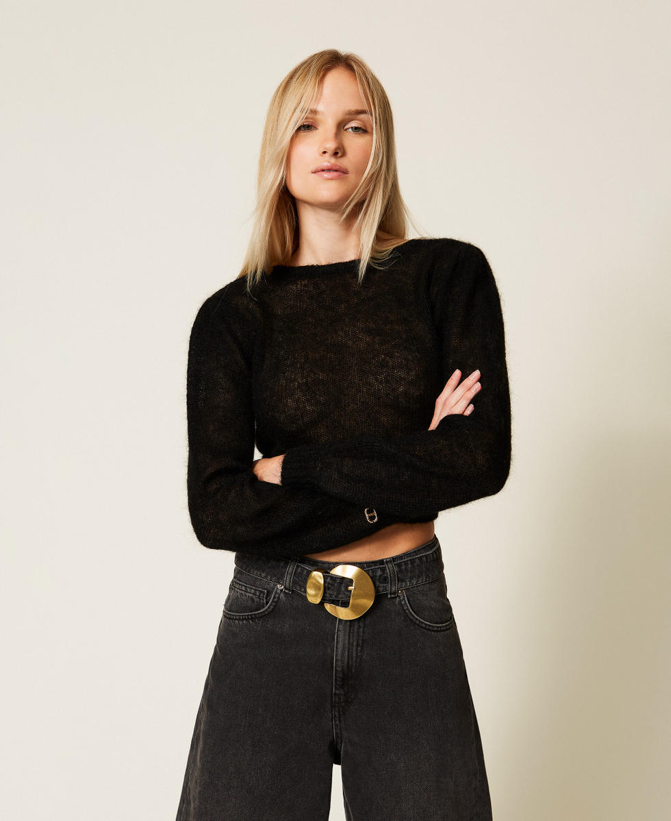 Mohair blend knit shrug Woman, Black | TWINSET Milano