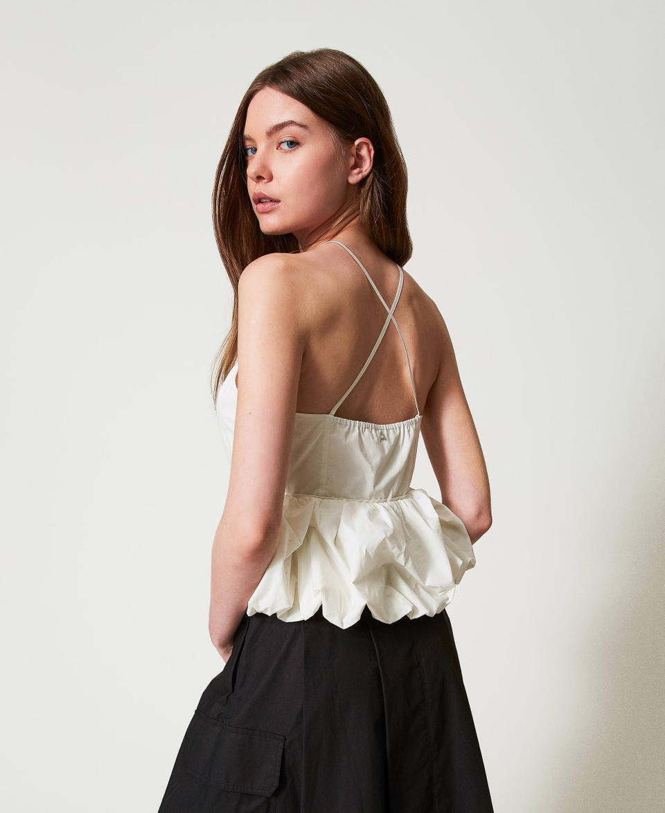 Poplin flounce top Sugar White Woman 251AP2302_00632_02