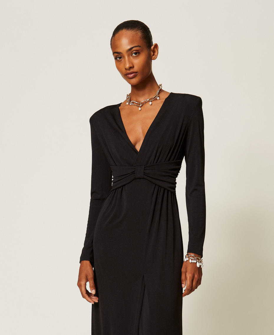 Long dress with draping Black Woman 262TT2412_00006_04