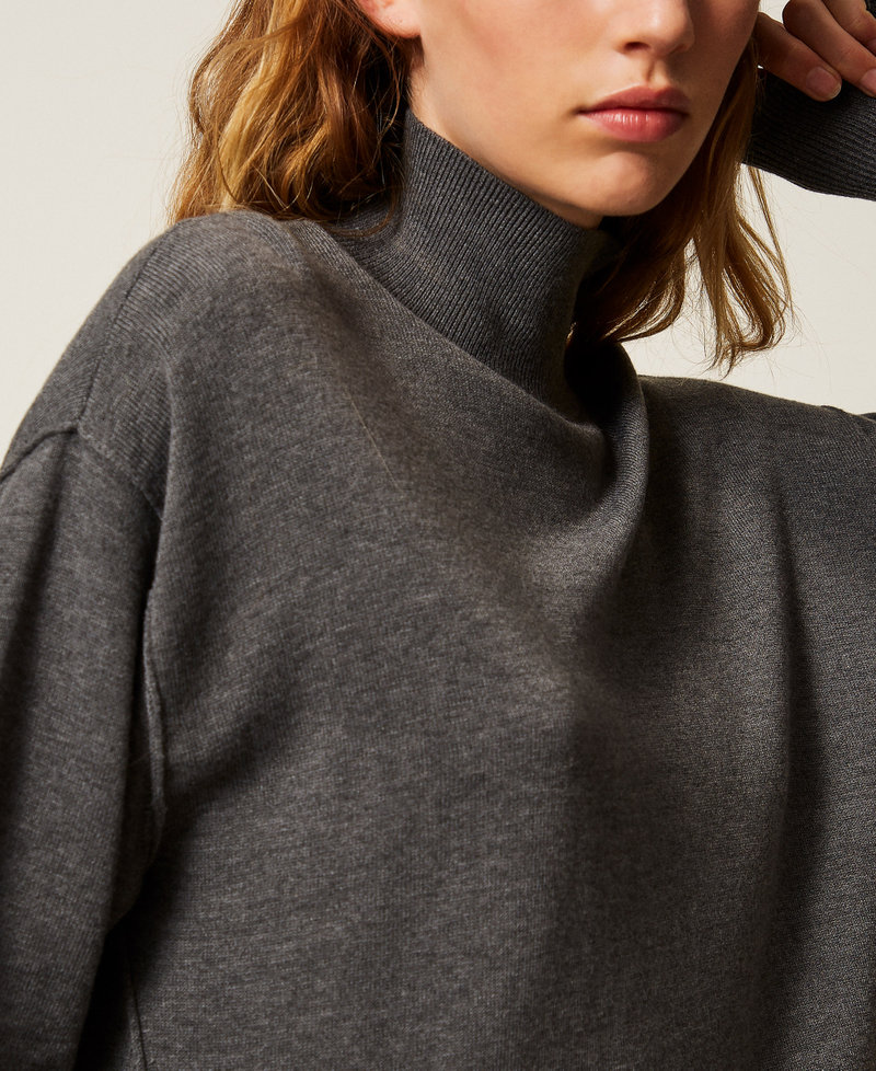 Oversized turtleneck jumper Medium Gray Mélange Woman 252AP3053_0082M_03