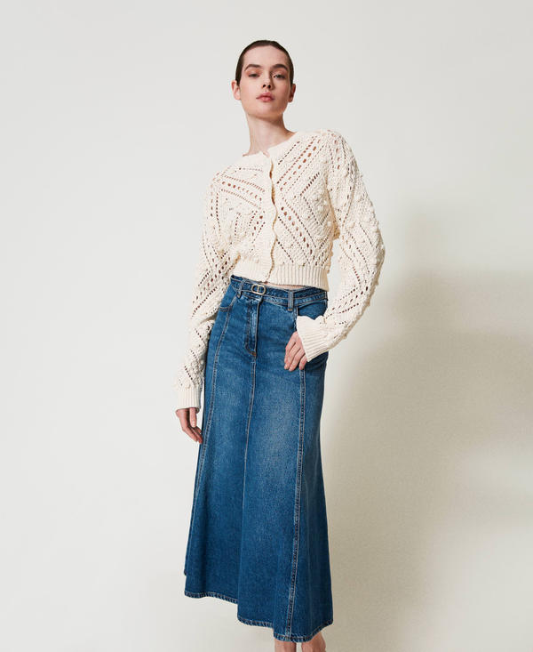 Denim skirt with Oval T belt