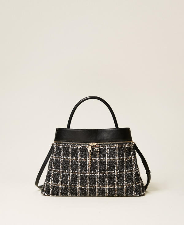 Borsa shopper in tweed con lock Oval T