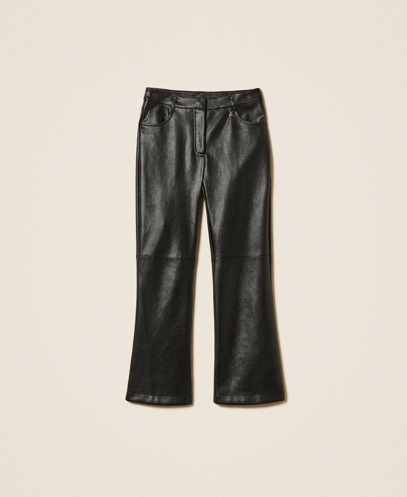 Faux leather flared trousers Black Woman 262AT2162_00006_S0
