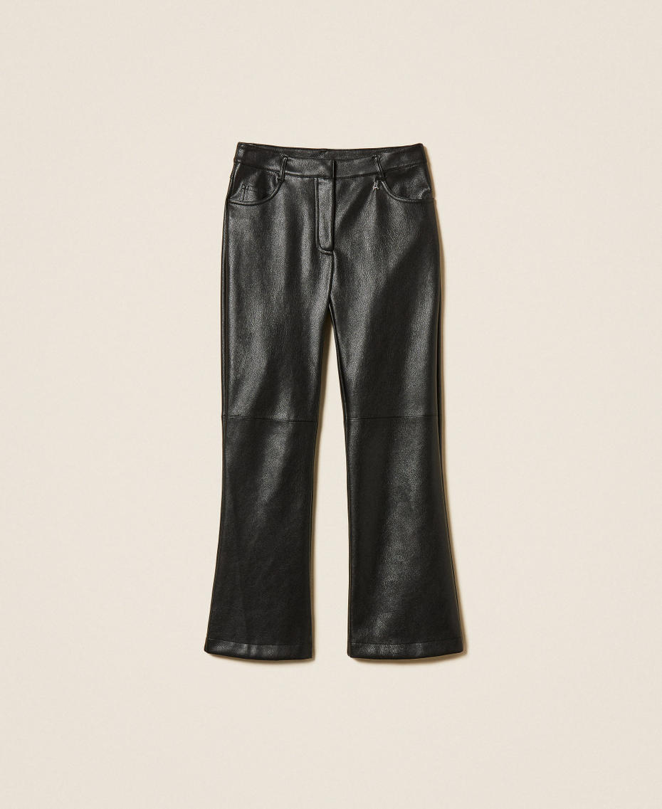 Faux leather flared trousers Black Woman 262AT2162_00006_S0