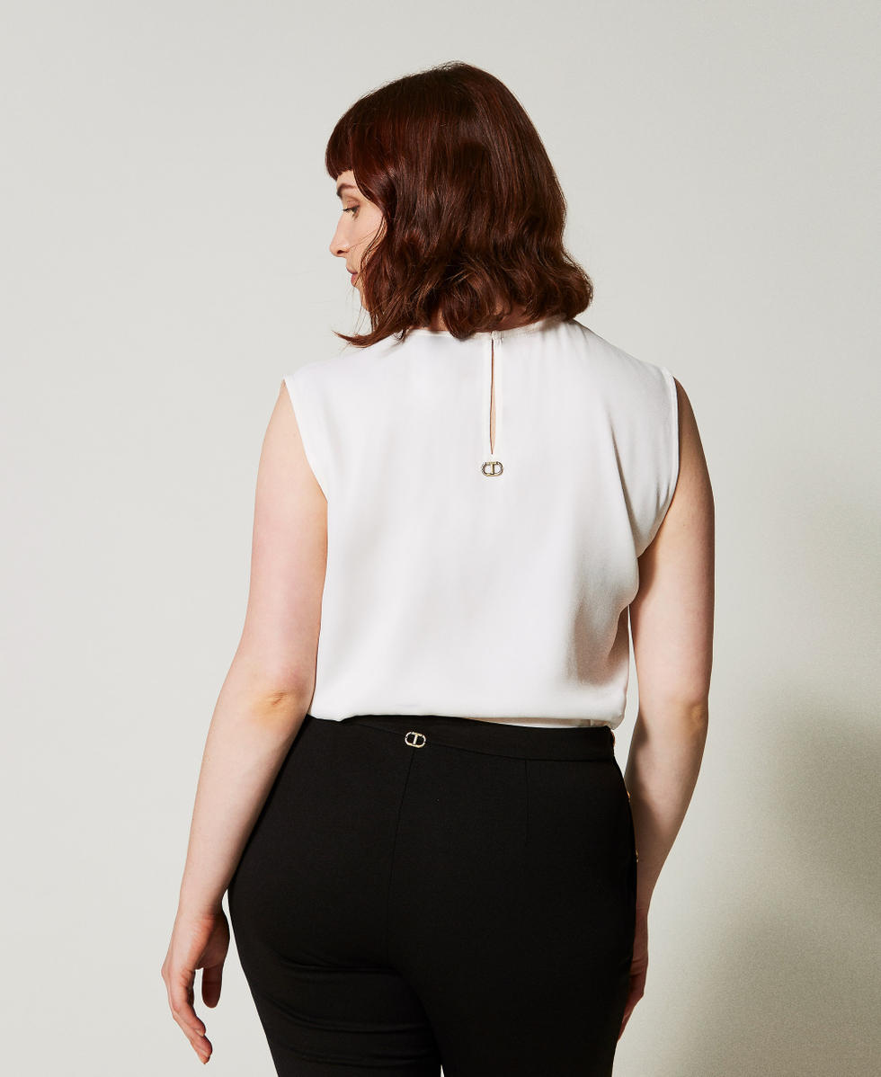 Shiny satin top with pleats Mother Of Pearl Woman 251TP2652_00059_03