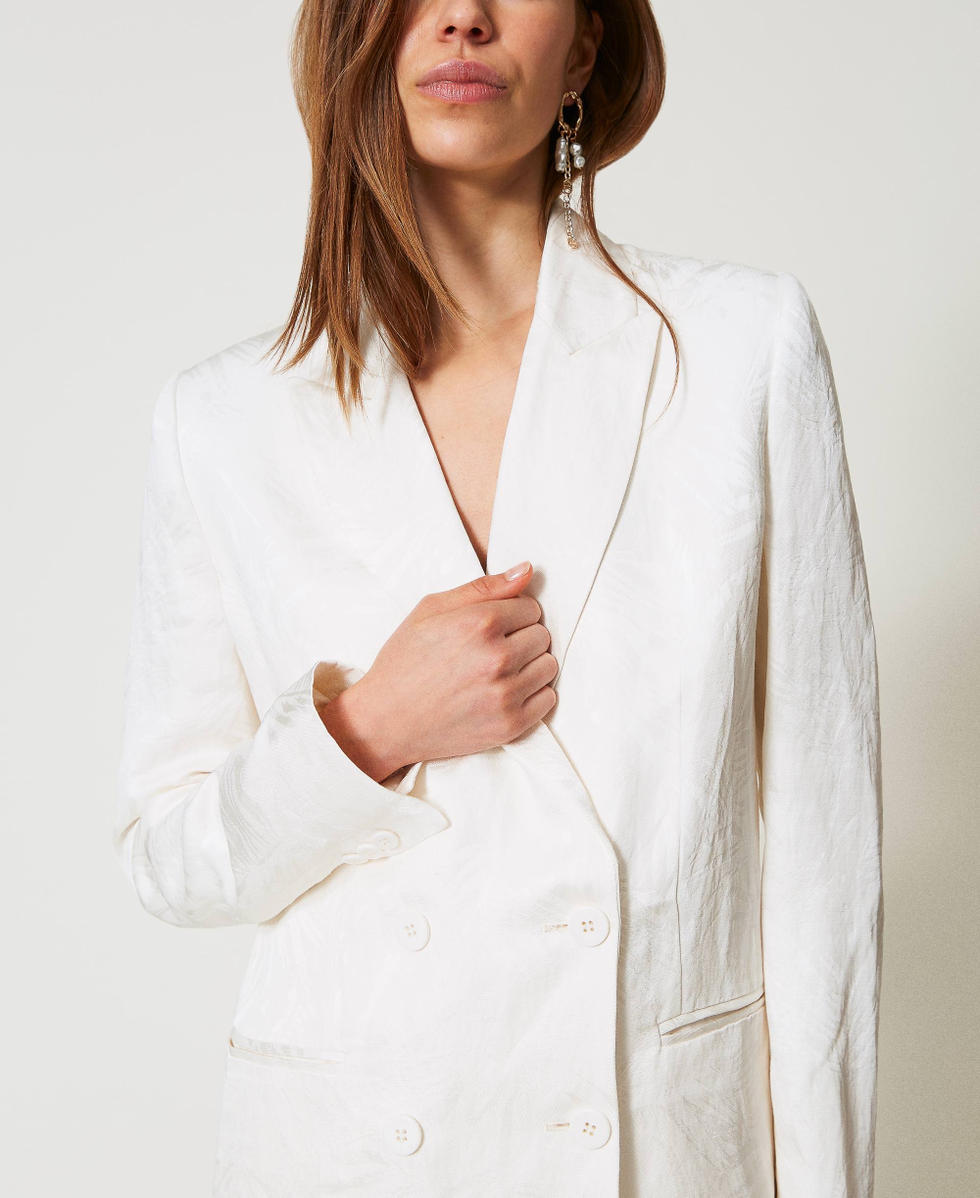 Blazer in jacquard satin White Snow Woman 251TT2175_00282_05