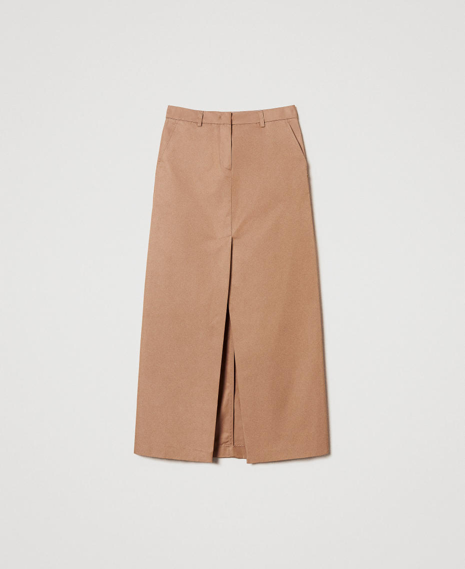 Gonna lunga in twill con spacco Brown Box Donna 251LL2ECC_12112_S0