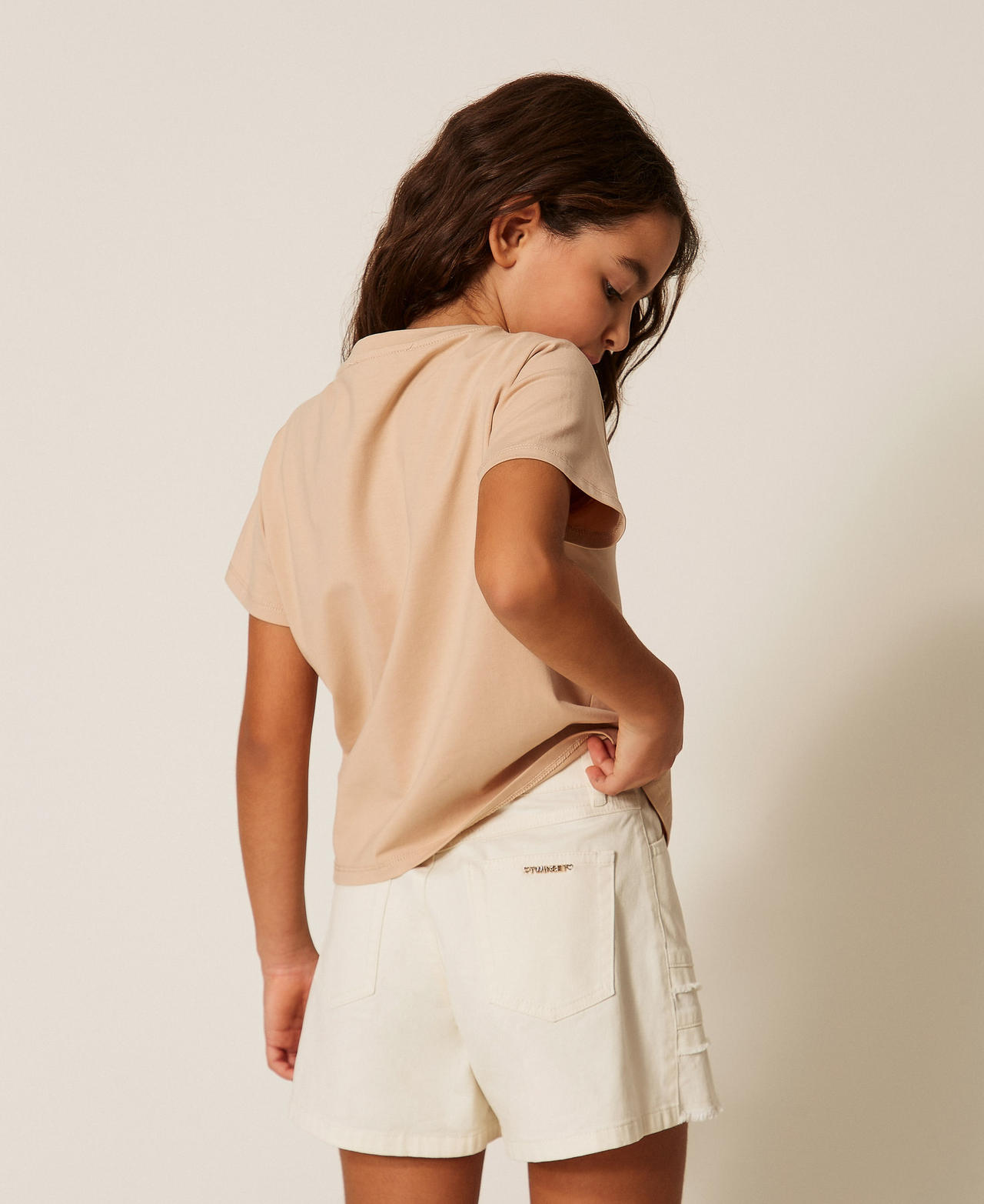 Bull denim shorts with flounces Off White Girl 261GJ2105_00526_03